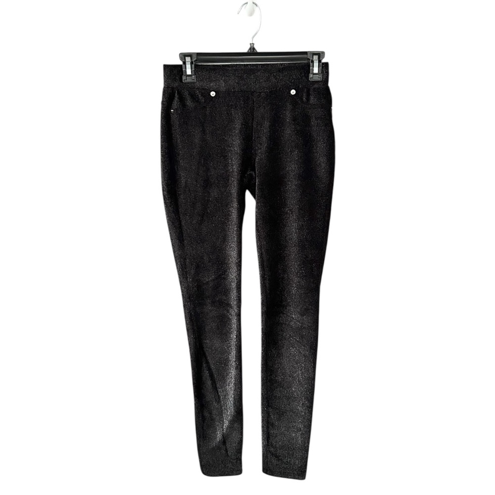 Michael Michael Kors Black Shimmer Metallic Foil Pull On Leggings